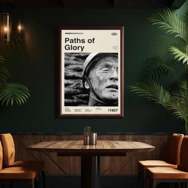 Mid-century modern Paths of Glory movie poster print with vintage design