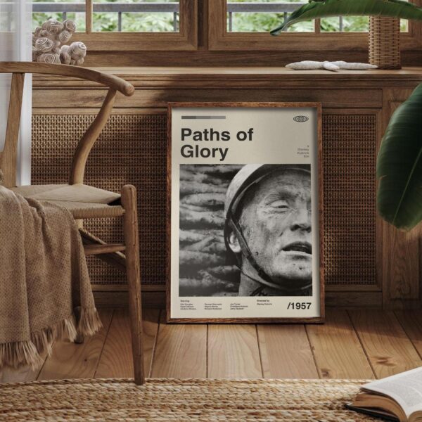 Mid-century modern Paths of Glory movie poster print with vintage design