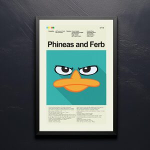 Mid-century modern style Phineas and Ferb Star Wars movie poster art