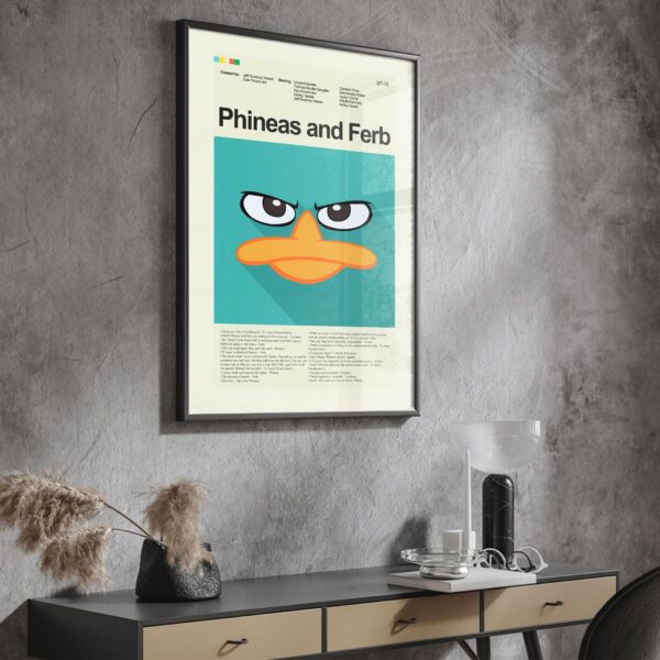 Mid-century modern style Phineas and Ferb Star Wars movie poster art