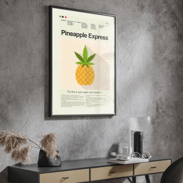 Mid-century modern Pineapple Express movie wall poster with retro design