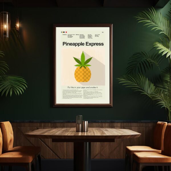 Mid-century modern Pineapple Express movie wall poster with retro design