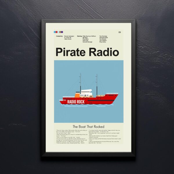 Mid-century modern Pirate Radio USA movie poster design