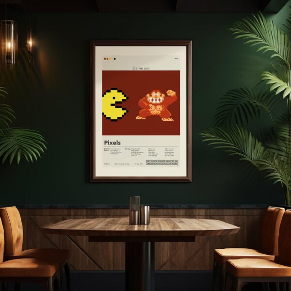 Mid-century modern Pixels movie poster with 20th century limited edition design