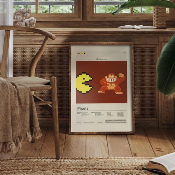 Mid-century modern Pixels movie poster with 20th century limited edition design