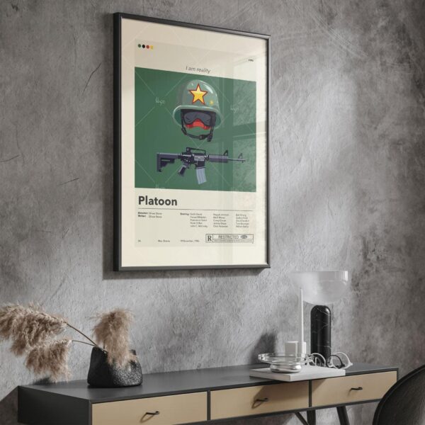 Platoon movie poster in mid-century modern graphic style