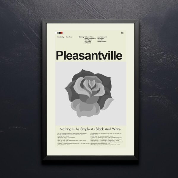 Pleasantville movie poster styled as a mid-century modern art print