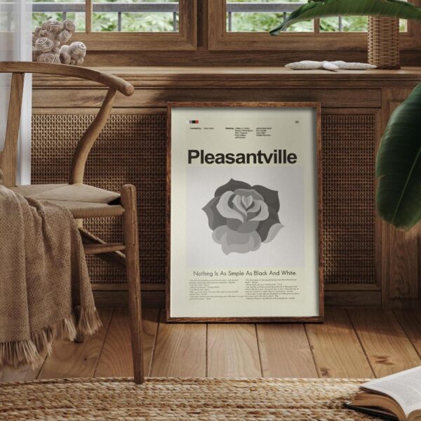 Pleasantville movie poster styled as a mid-century modern art print