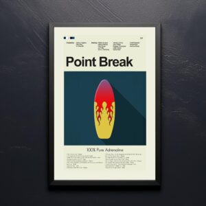 Mid-century modern Point Break movie poster with 20th century design style