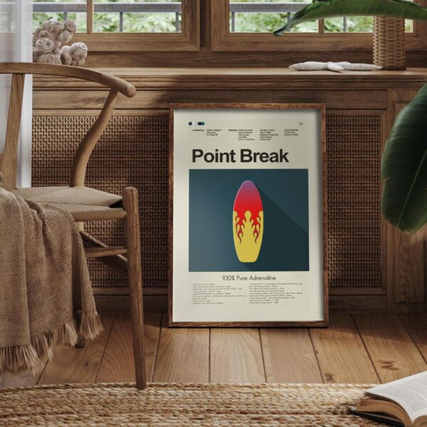 Mid-century modern Point Break movie poster with 20th century design style