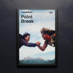 Mid-century modern Point Break movie poster with retro design and typography