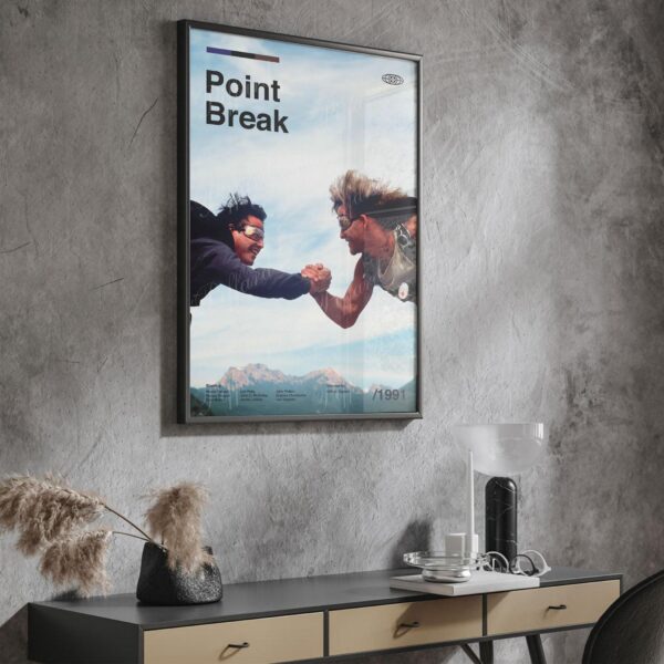 Mid-century modern Point Break movie poster with retro design and typography