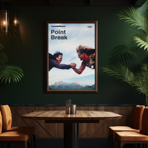 Mid-century modern Point Break movie poster with retro design and typography