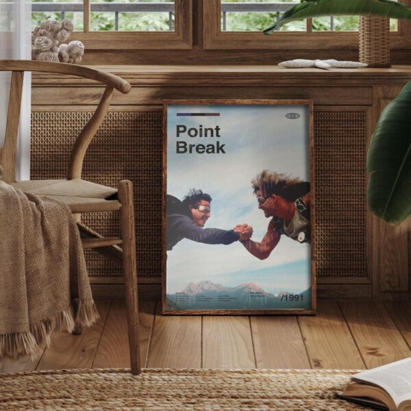 Mid-century modern Point Break movie poster with retro design and typography