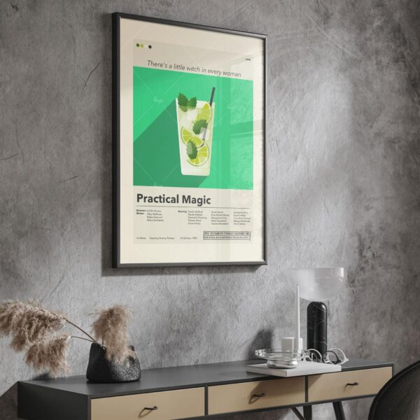 Practical Magic movie poster by 20th Century Studios, mid-century modern style