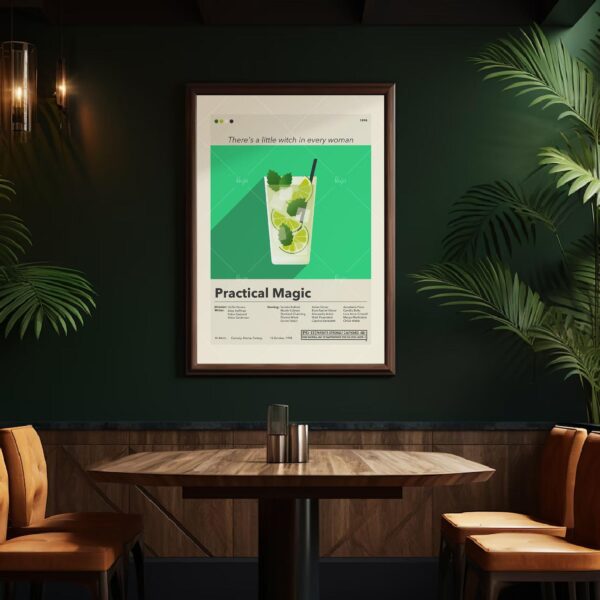 Practical Magic movie poster by 20th Century Studios, mid-century modern style
