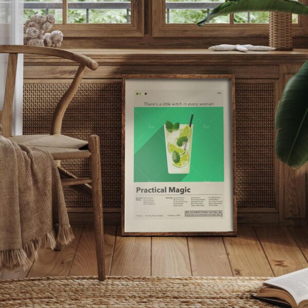Practical Magic movie poster by 20th Century Studios, mid-century modern style