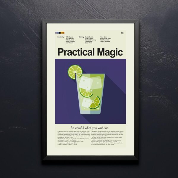 Practical Magic movie poster with mid-century modern furniture design