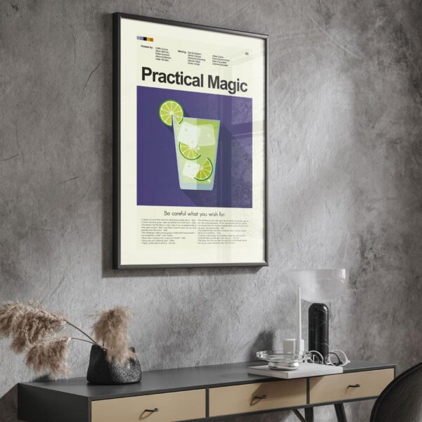 Practical Magic movie poster with mid-century modern furniture design