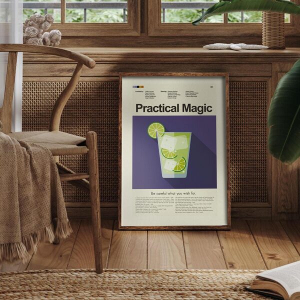 Practical Magic movie poster with mid-century modern furniture design