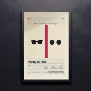 Pretty in Pink movie poster in mid-century modern art style