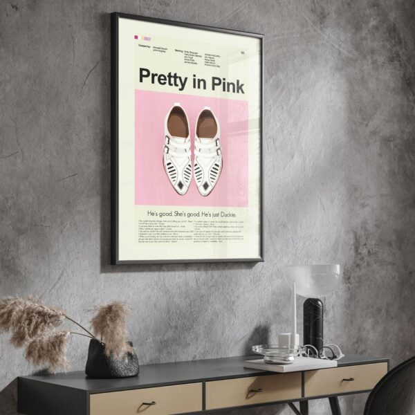 Pretty in Pink movie poster in mid-century modern style