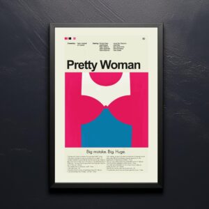 Mid-century modern Pretty Woman movie poster art with vintage design