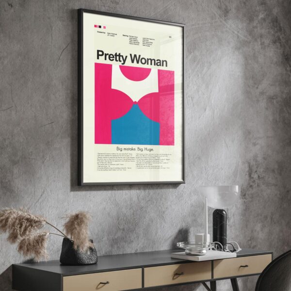 Mid-century modern Pretty Woman movie poster art with vintage design