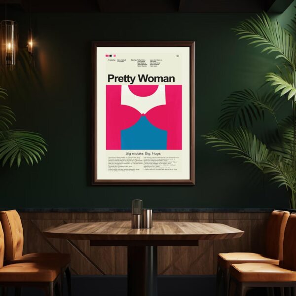 Mid-century modern Pretty Woman movie poster art with vintage design