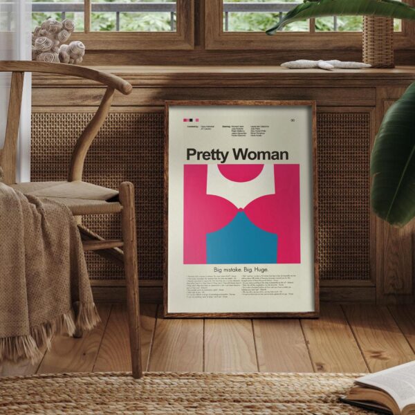 Mid-century modern Pretty Woman movie poster art with vintage design