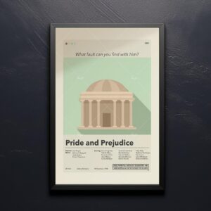 Mid-century modern Pride and Prejudice movie poster art design