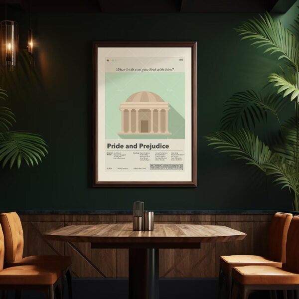 Mid-century modern Pride and Prejudice movie poster art design