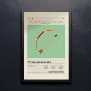 Mid-century modern Princess Mononoke movie poster design artwork