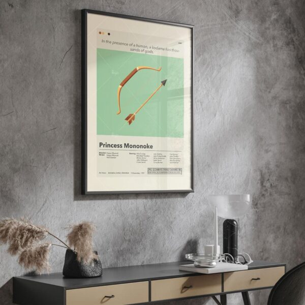 Mid-century modern Princess Mononoke movie poster design artwork