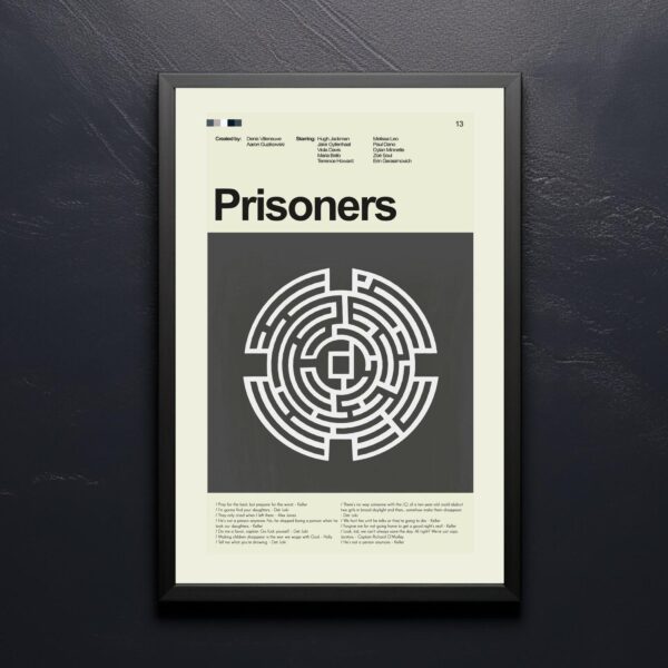 Mid-century modern style Prisoners movie poster with minimalist design