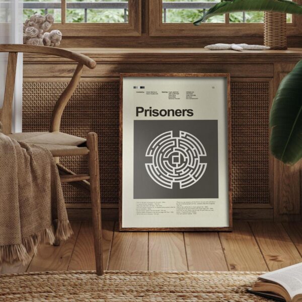Mid-century modern style Prisoners movie poster with minimalist design