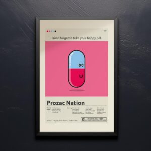 Prozac Nation movie poster with mid-century modern design style
