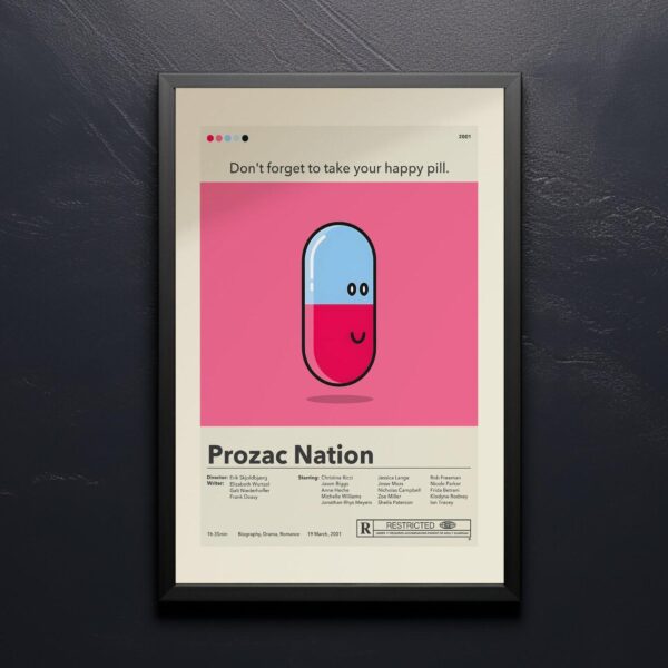 Prozac Nation movie poster with mid-century modern design style