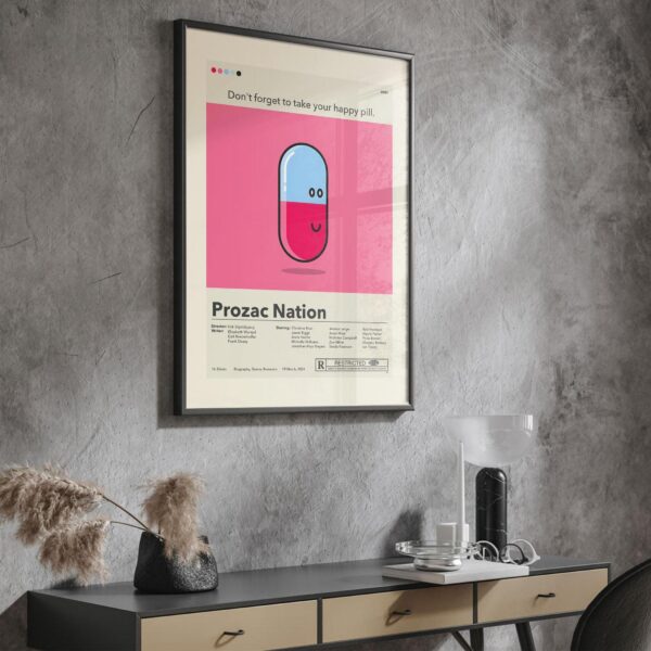 Prozac Nation movie poster with mid-century modern design style