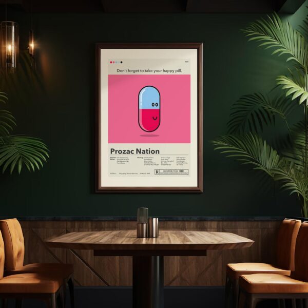 Prozac Nation movie poster with mid-century modern design style