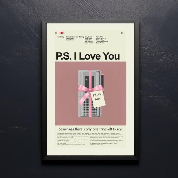 Vintage mid century modern P.S. I Love You movie poster art