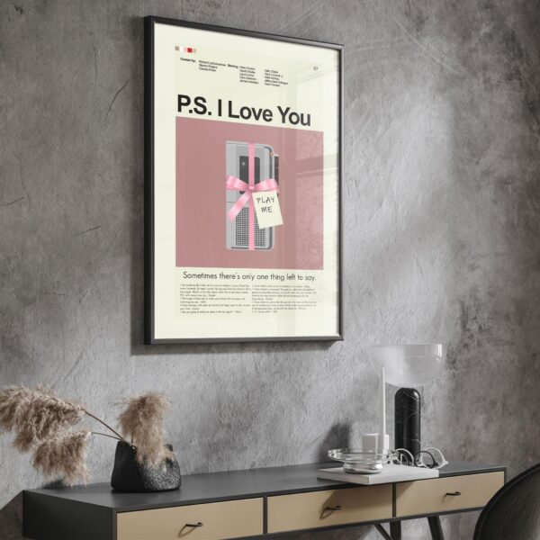 Vintage mid century modern P.S. I Love You movie poster art