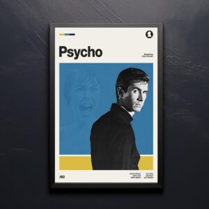 Mid-century poster featuring Psycho movie theme retro art