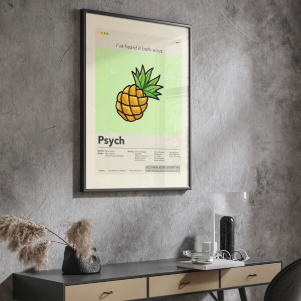 Mid-century modern Psycho-Pass 3 First Inspector movie poster on wall