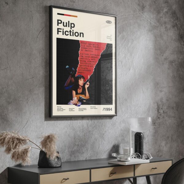 Mid-century modern style Pulp Fiction movie poster with graphic design