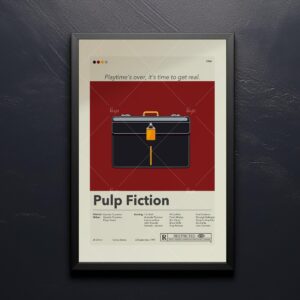 Pulp Fiction movie poster in mid-century modern artistic style