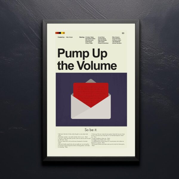Mid-century modern poster of Pump Up the Volume movie artwork