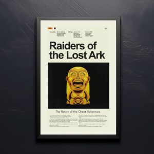 Mid-century modern Raiders of the Lost Ark movie poster with house design