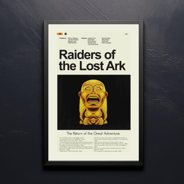 Mid-century modern Raiders of the Lost Ark movie poster with house design