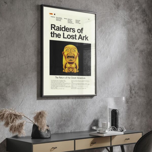 Mid-century modern Raiders of the Lost Ark movie poster with house design